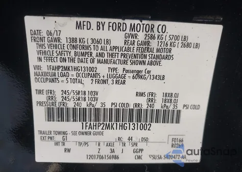 2017 Ford Police Interceptor from USA, damaged, VIN 1FAHP2MK1HG131002